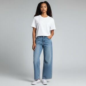 J. Crew Size 25‎  Rayner Wide Leg Jeans Dark Denim Wash Stretch High Rise Preppy